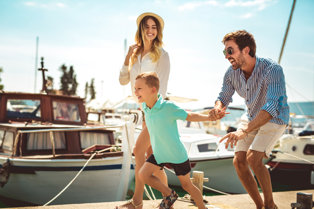 family on the dock