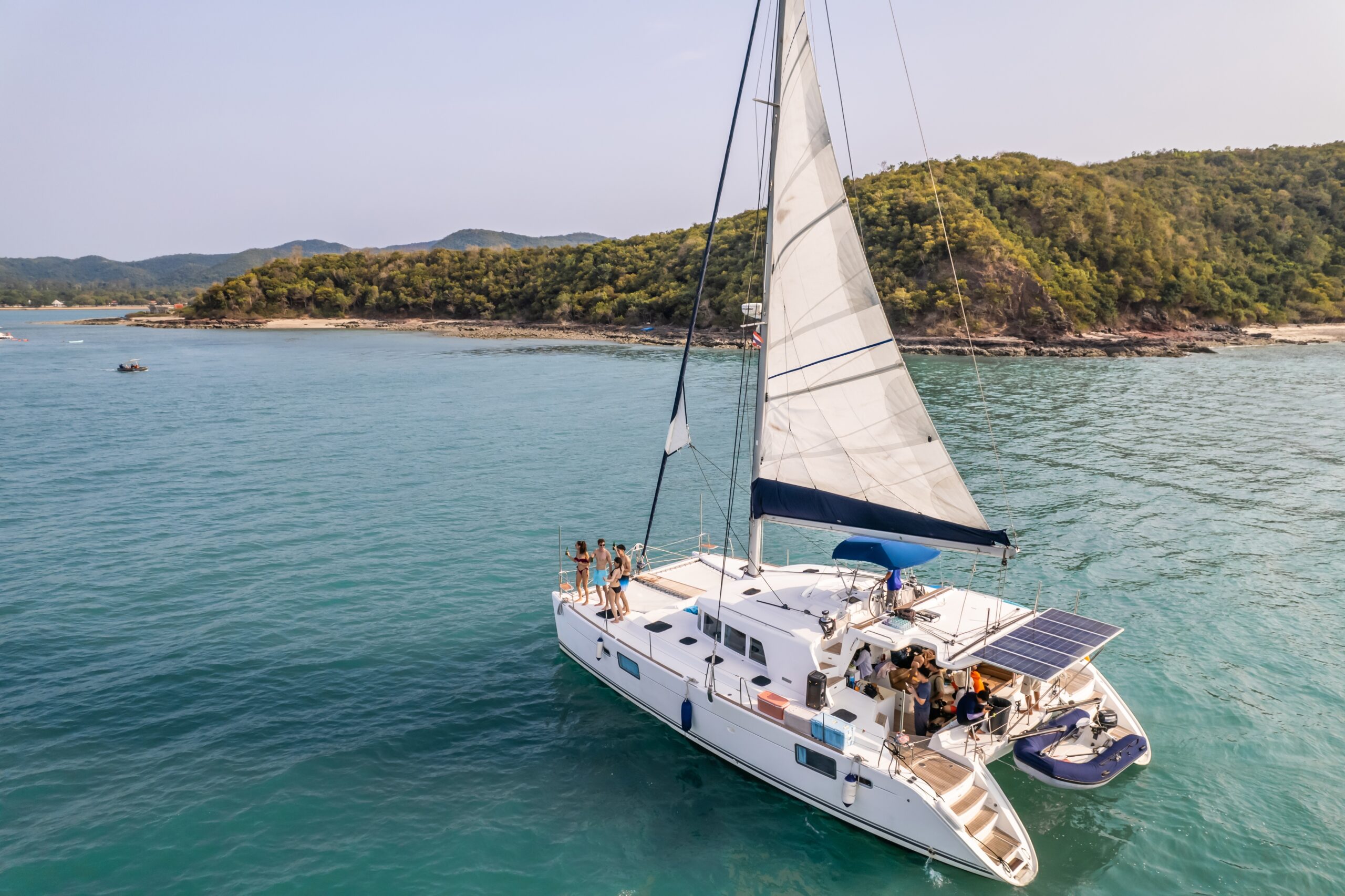 Aerial view of luxury sail boat