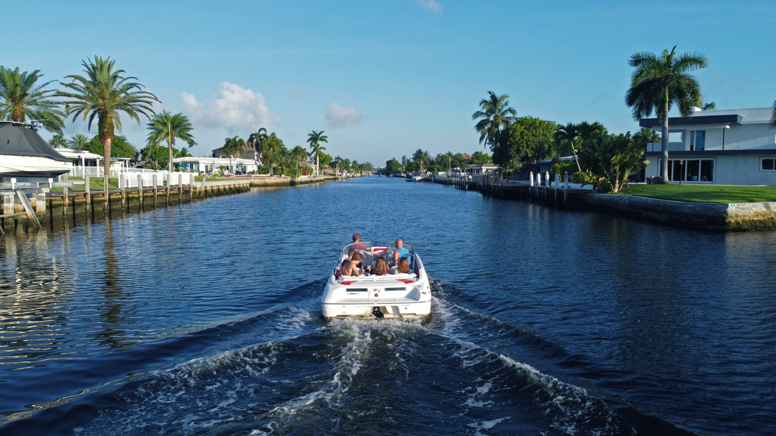 Group of friends boating in Florida