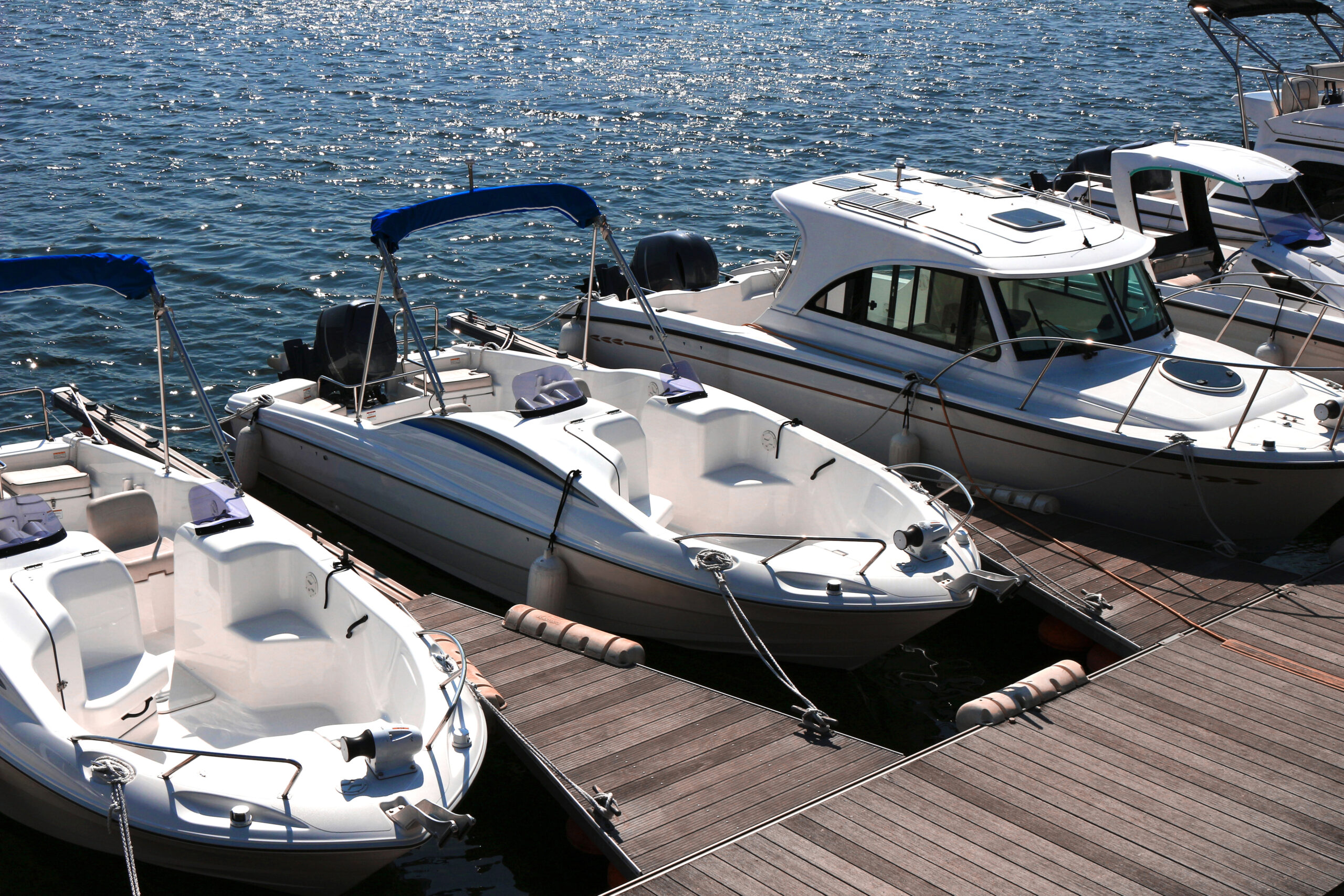 small boats moored