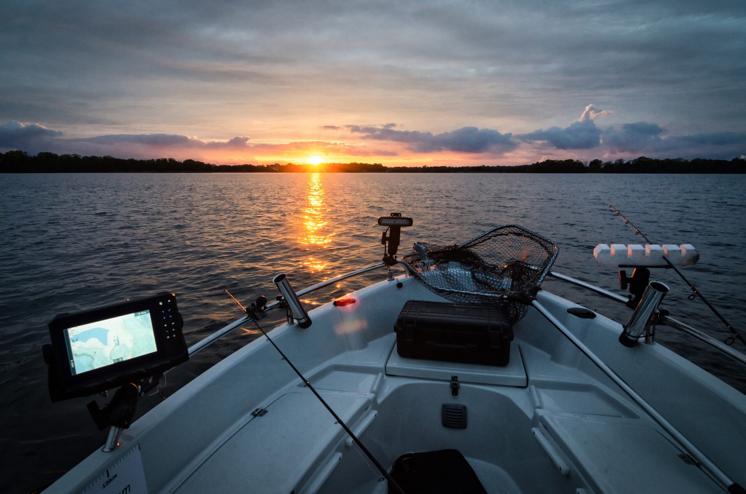 Fishing boat at sunset